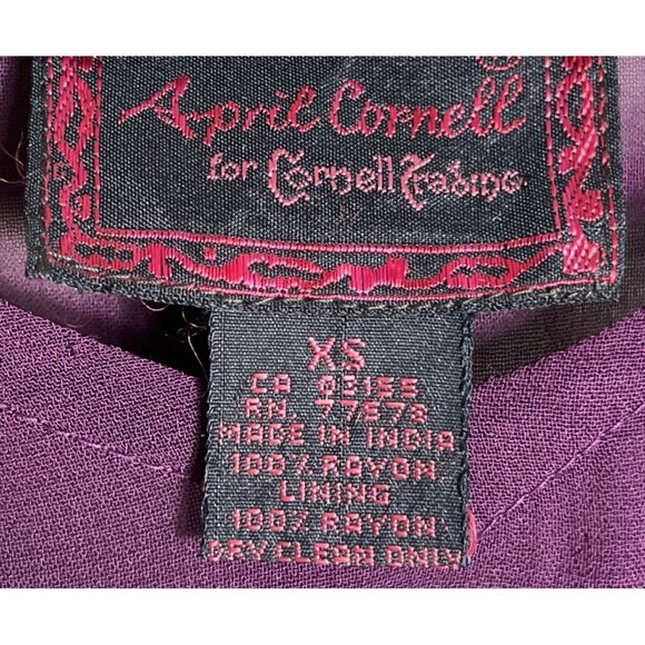 Vtg April Cornell Dress Plum Maxi Dark Feminine Whimsygoth Goth Sheer Women XS-S - Picture 4 of 16